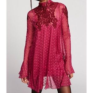 Free People Coquette Mini Dress Raspberry